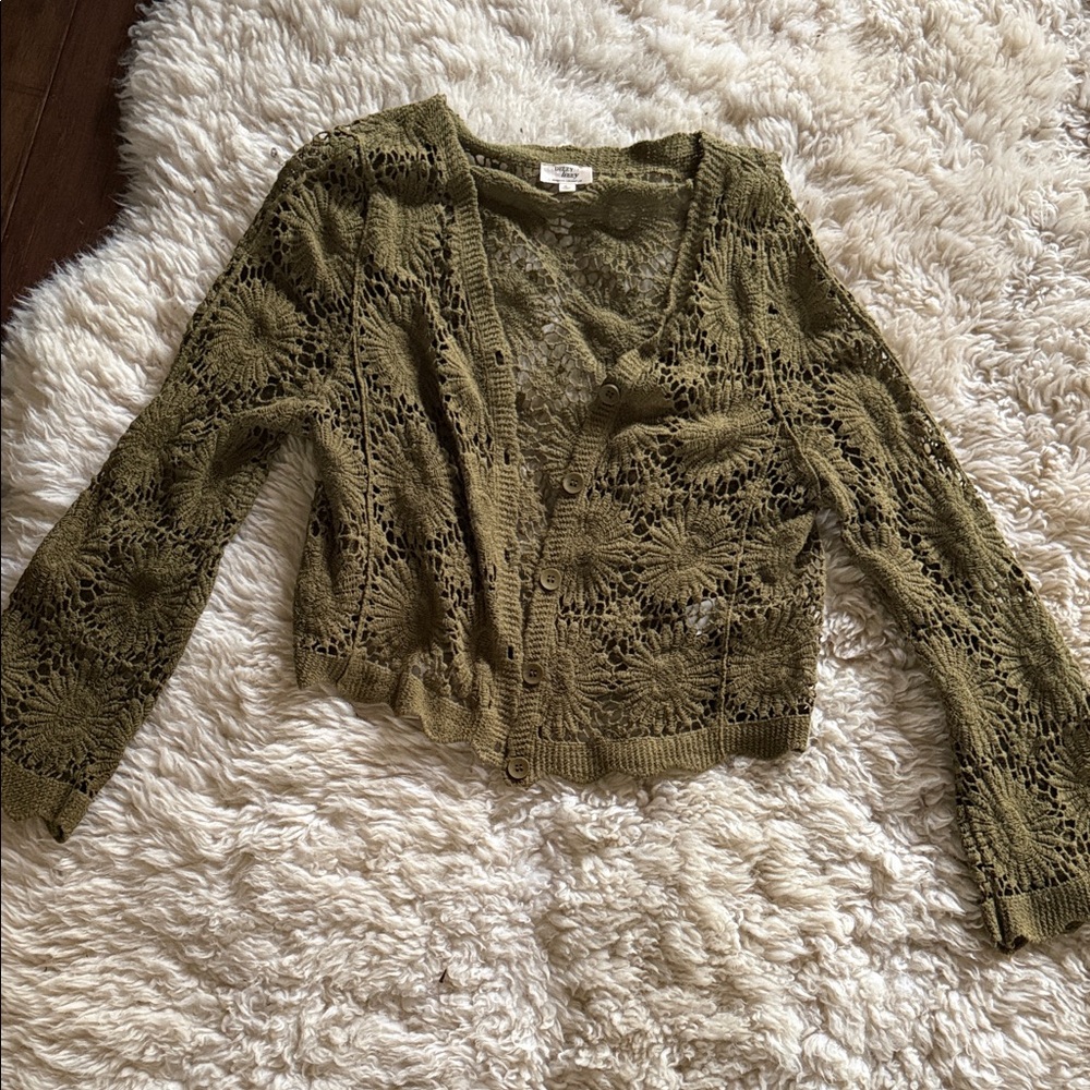 Vintage fairy core crochet bell sleeve cardigan y2k